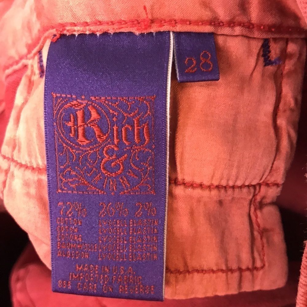 Rich & Skinny Embroidered Logo Red Jeans Rare - Picture 10 of 11